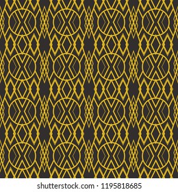 Vector modern geometric seamless pattern. Set of golden seamless backgrounds. Geometric decorative golden lined shape. 