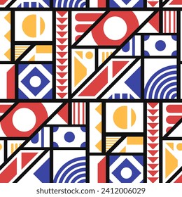 vector modern geometric seamless pattern on black.