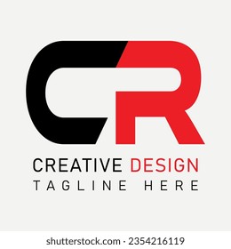 Vector modern geometric simple letter C R logo design.