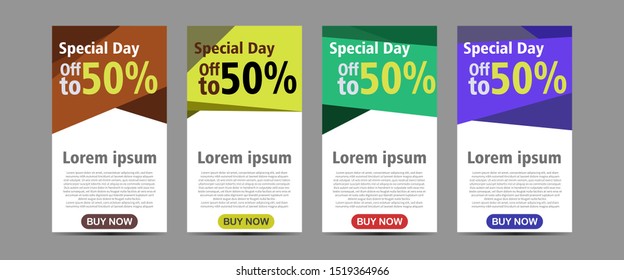 Vector modern geometric For Special day Banners Design. Discount Banner Promotion Template. Special offer and sale banner discount up to 50% template design.