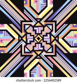 vector modern geometric switching colors seamless pattern on black