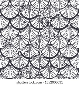 Vector modern geometric tile pattern with grunge effect. Abstract art deco retro vintage background.