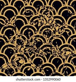 Vector modern geometric tile pattern with grunge effect. Abstract art deco retro vintage background.