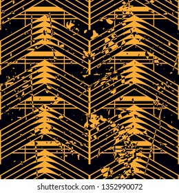 Vector modern geometric tile pattern with grunge effect. Abstract art deco retro vintage background.