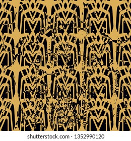 Vector modern geometric tile pattern with grunge effect. Abstract art deco retro vintage background.