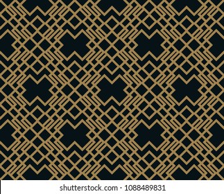 Vector modern geometric tiles pattern. golden lined shape. Abstract art deco seamless luxury background.