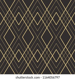 Vector modern geometric tiles pattern. golden lined shape. Abstract art deco seamless luxury background.