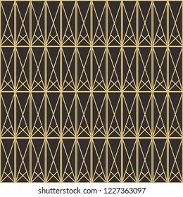 Vector modern geometric tiles pattern. golden lined shape. Abstract art deco seamless luxury background.