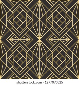 Vector modern geometric tiles pattern. golden lined shape. Abstract art deco seamless luxury background.