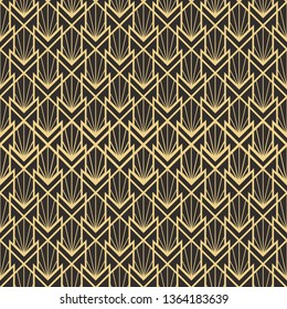 Vector modern geometric tiles pattern. golden lined shape. Abstract art deco seamless luxury background.
