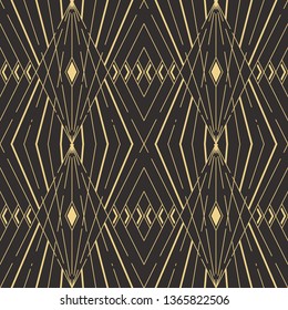Vector modern geometric tiles pattern. golden lined shape. Abstract art deco seamless luxury background.