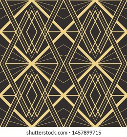 Vector modern geometric tiles pattern. golden lined shape. Abstract art deco seamless luxury background.