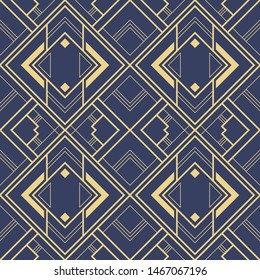 Vector modern geometric tiles pattern. golden lined shape. Abstract art deco seamless luxury background.