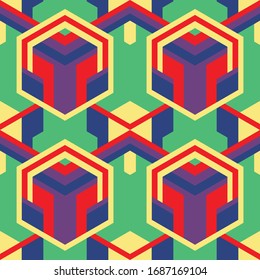 Vector modern geometric tiles pattern. Abstract art deco seamless color background.