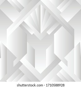 Vector modern geometric tiles pattern. white lined shape. Abstract seamless luxury background.