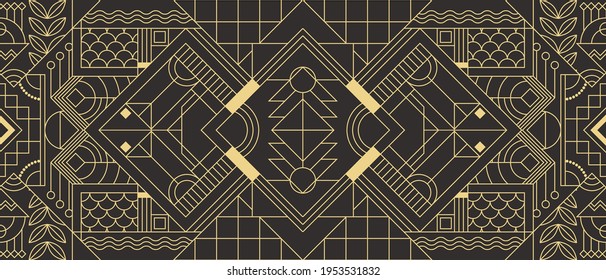 Vector modern geometric tiles pattern. Abstract art deco seamless luxury background.