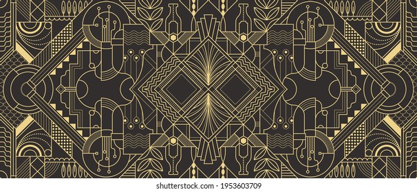 Vector modern geometric tiles pattern. Abstract art deco seamless luxury background.