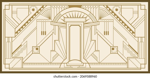 art deco building vector