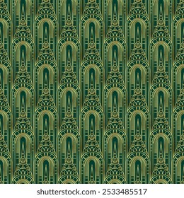 Patrón de azulejos geométricos modernos de Vector en estilo art deco. Rugiente fondo sin fisuras de los años veinte.. Abstractas fondo art deco sin fisuras.