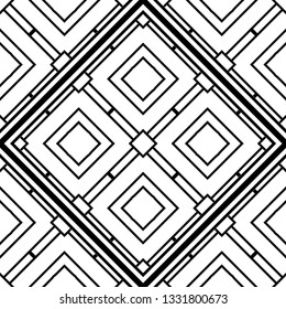 Vector modern geometric tiles pattern.Black lined shape. Abstract art deco seamless luxury background.