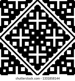 Vector modern geometric tiles pattern.Black lined shape. Abstract art deco seamless luxury background.