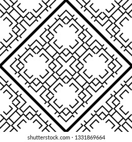 Vector modern geometric tiles pattern.Black lined shape. Abstract art deco seamless luxury background.