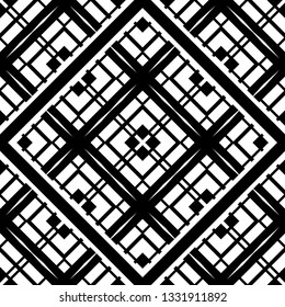 Vector modern geometric tiles pattern.Black lined shape. Abstract art deco seamless luxury background.