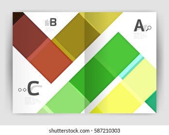 Vector modern geometrical a4 flyer brochure template, annual report print template with infographics abc options