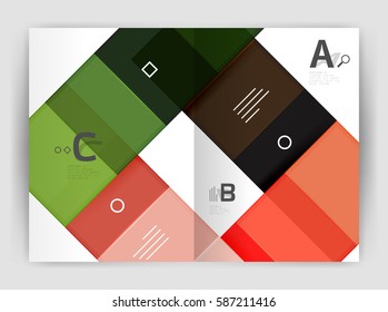 Vector modern geometrical a4 flyer brochure template, annual report print template with infographics abc options