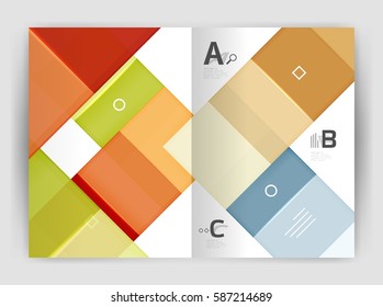 Vector modern geometrical a4 flyer brochure template, annual report print template with infographics abc options