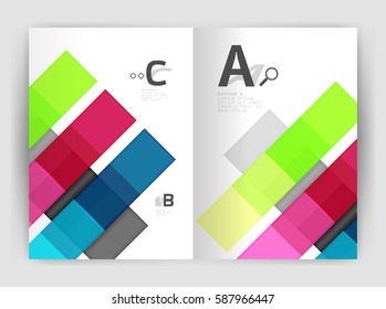 Vector modern geometrical a4 flyer brochure template, annual report print template with infographics abc options