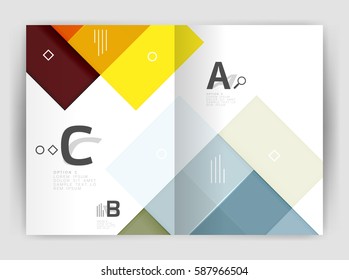 Moderne geometrische Vektor-Broschüre a4, Vorlage für den Jahresbericht mit Infografik-Optionen