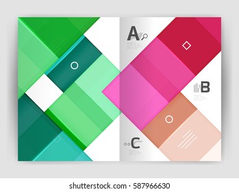 Vector modern geometrical a4 flyer brochure template, annual report print template with infographics abc options