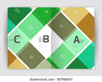 Plantilla de folleto de volante a4 geométrico moderno vectorial, plantilla de impresión de informes anuales con opciones de abc de infografía