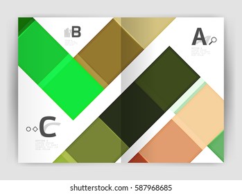 Vector modern geometrical a4 flyer brochure template, annual report print template with infographics abc options