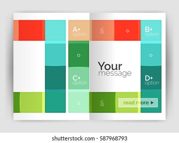 Vector modern geometrical a4 flyer brochure template, annual report print template with infographics abc options