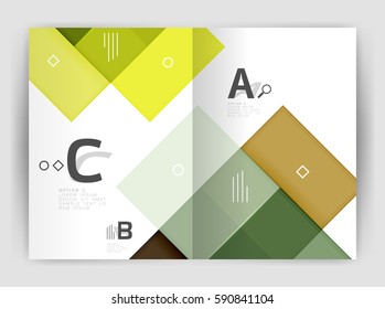 Vector modern geometrical a4 flyer brochure template, annual report print template with infographics abc options