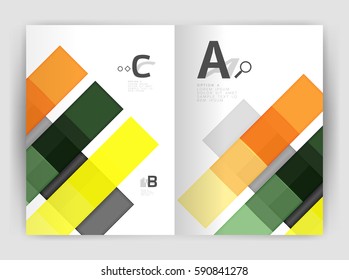 Vector modern geometrical a4 flyer brochure template, annual report print template with infographics abc options