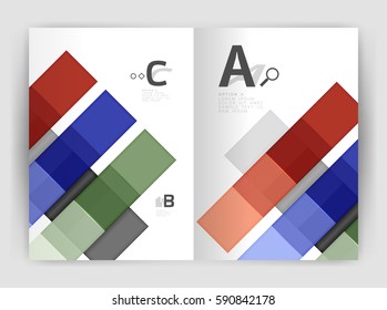 Vector modern geometrical a4 flyer brochure template, annual report print template with infographics abc options