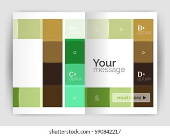 Vector modern geometrical a4 flyer brochure template, annual report print template with infographics abc options