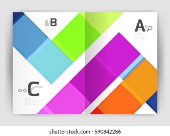 Vector modern geometrical a4 flyer brochure template, annual report print template with infographics abc options