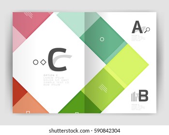Vector modern geometrical a4 flyer brochure template, annual report print template with infographics abc options