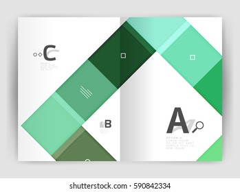 Vector modern geometrical a4 flyer brochure template, annual report print template with infographics abc options
