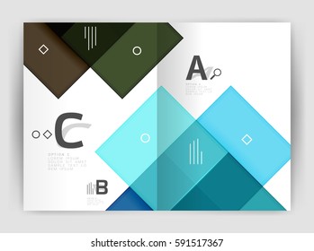 Vector modern geometrical a4 flyer brochure template, annual report print template with infographics abc options