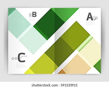 Plantilla de folleto de volante a4 geométrico moderno vectorial, plantilla de impresión de informes anuales con opciones de abc de infografía