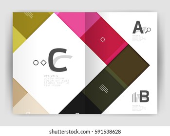 Vector modern geometrical a4 flyer brochure template, annual report print template with infographics abc options