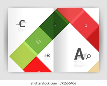 Vector modern geometrical a4 flyer brochure template, annual report print template with infographics abc options