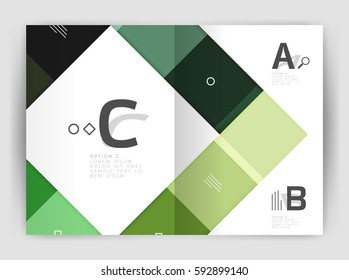 Vector modern geometrical a4 flyer brochure template, annual report print template with infographics abc options