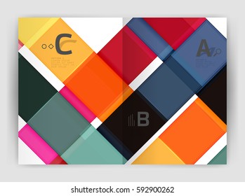 Vector modern geometrical a4 flyer brochure template, annual report print template with infographics abc options