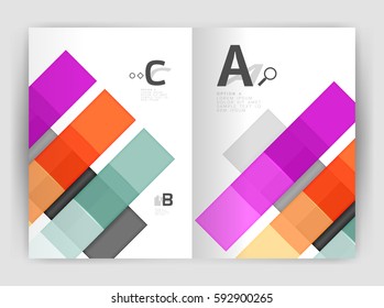 Vector modern geometrical a4 flyer brochure template, annual report print template with infographics abc options